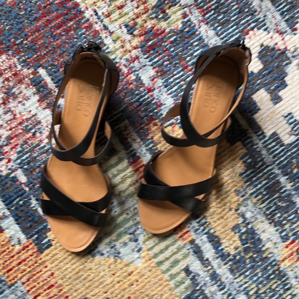 Black Franco Sarlo Wedge Sandals